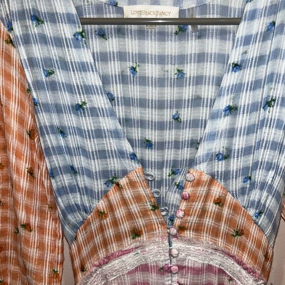 Loveshackfancy Plaid Midi Ollie Rosebud Checked Plaid Midi Dress Size 2 - Picture 6 of 7